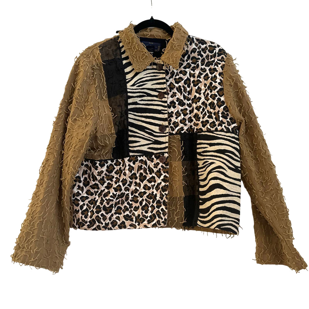 Life Style Size Large Mix Animal Print Tapestry Style Boho Retro Funky Blazer